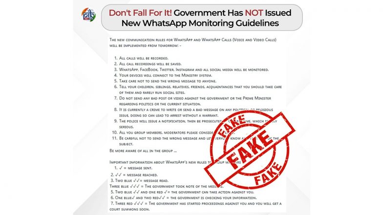 Fact Check: क्या भारत सरकार ने जारी की हैं नई व्हाट्सएप्प मॉनिटरिंग गाइडलाइंस? PIB फैक्ट चेक ने बताया वायरल दावे का सच