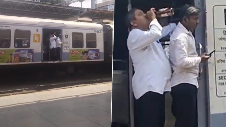 Mumbai Local Viral Video: चलती विरार-चर्चगेट लोकल ट्रेन के दरवाजे पर खड़े होकर शराब पीता दिखा यात्री; खाली बोतल रेलवे ट्रैक पर फेंकी