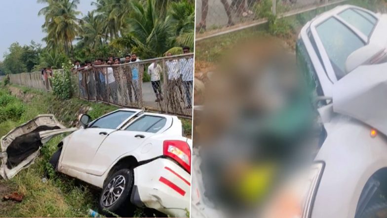 Karnataka Road Accident: चित्रदुर्ग में एनएच-48 पर ट्रक का टायर फटने से कार टकराई; पिता के अंतिम संस्कार में जा रहे 3 युवकों की दर्दनाक मौत, 2 गंभीर रूप से घायल