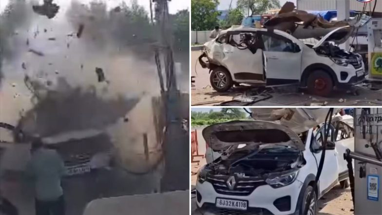 Gujarat CNG Cylinder Blast: गुजरात के कर्जन में हादसा, पेट्रोल पंप पर गैस भरवाते समय कार के CNG सिलेंडर में ब्लास्ट; VIDEO